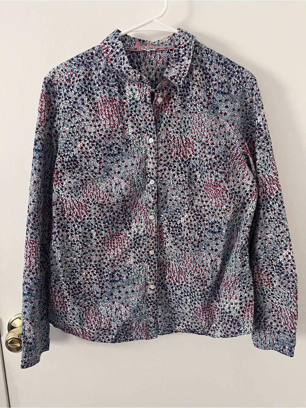 Boden Women's Button Down Shirt Multicolor Floral Ditsy Cotton Size 10